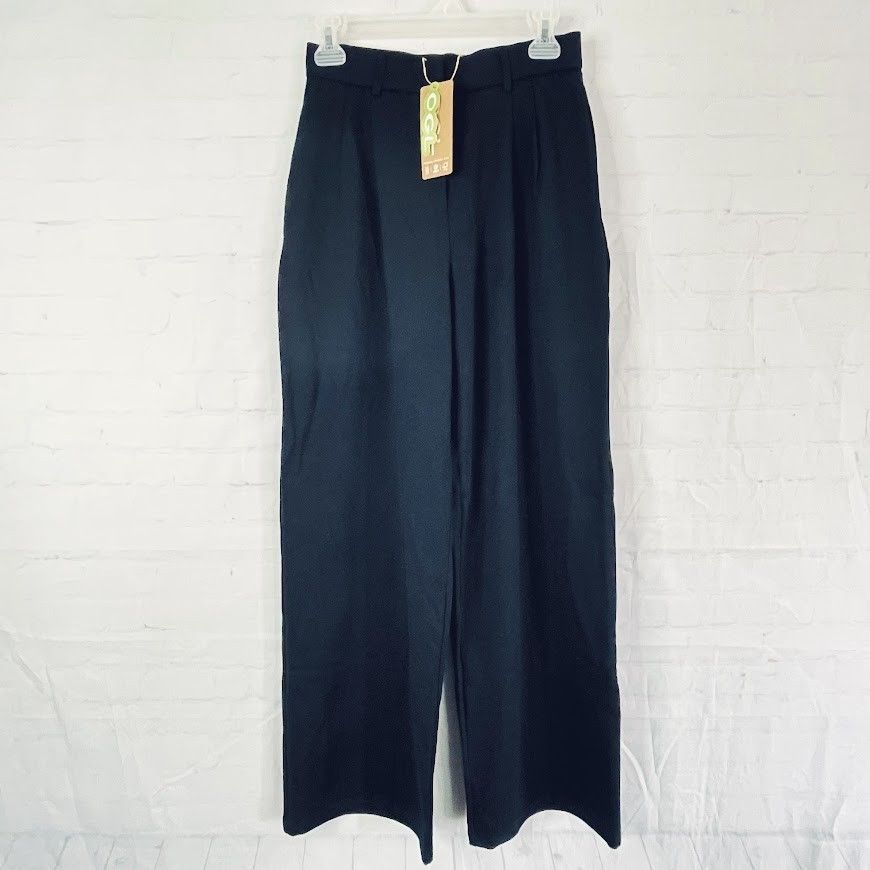 Ogl Breezy Wide Leg Pant With Pockets Women Small Black Pleated Office Neutral